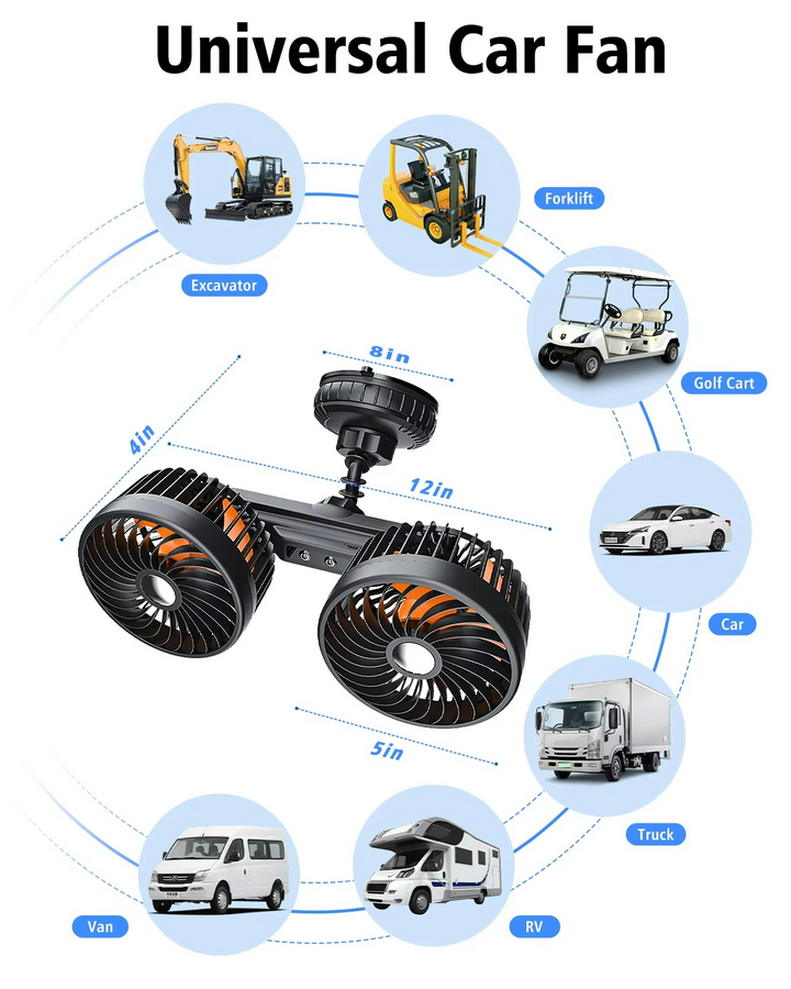 BowLift | AeroBreeze Car Fan | Wireless fan with 4000 mAh battery and 3 fan speeds