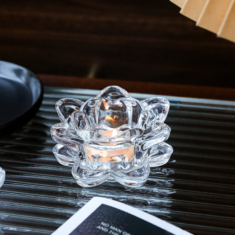 European style glass candle tray