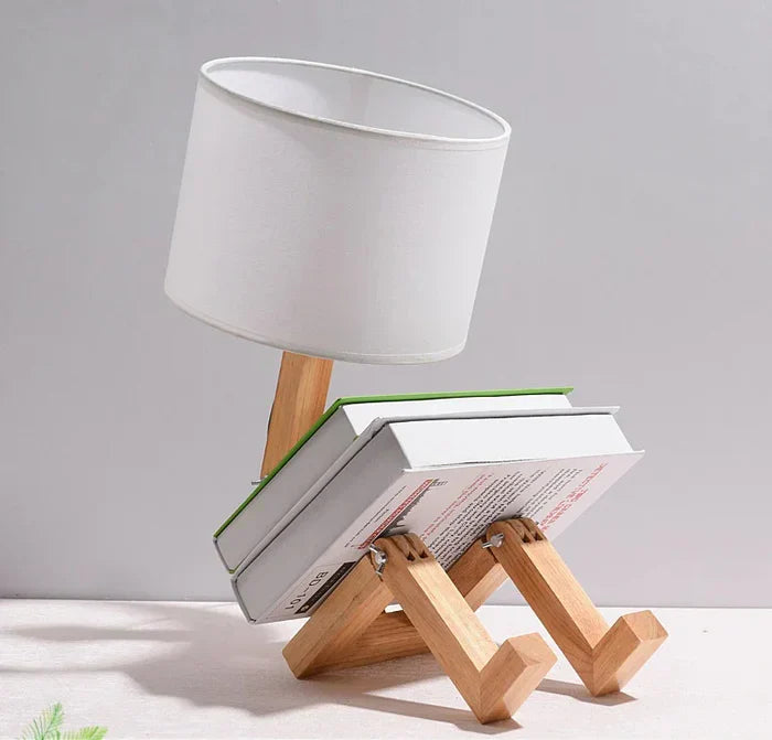 Elegant Wooden Table Lamp with Book Compartment Bowlift