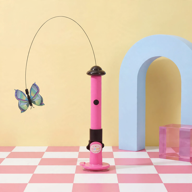 Electric cat toy with rotating butterfly, rechargeable