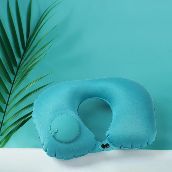 Inflatable neck pillow for travel, U-shape