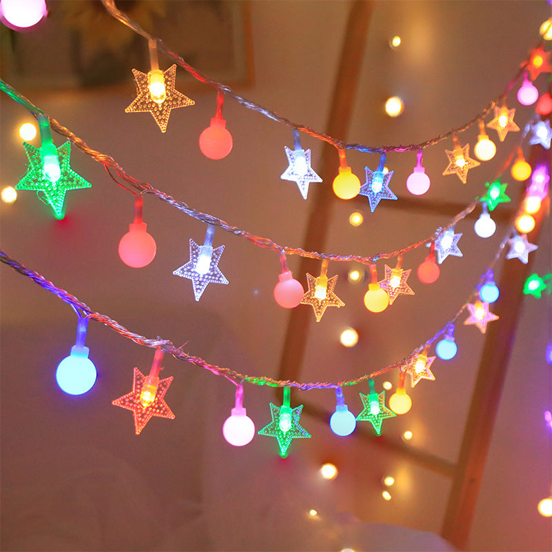Solar string lights with stars and balls, 3.5 m