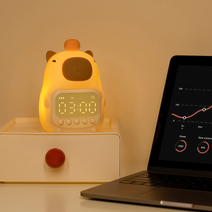 Cute Capybara Night Light LED – Children's Alarm Clock & Night Lamp for Bedroom | Bowlift