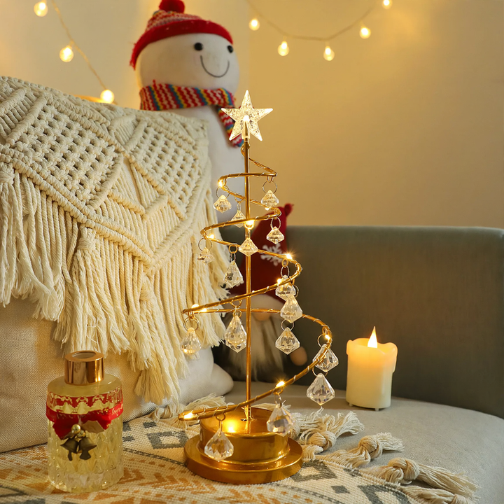 LED Crystal Tree Light with Metal Base, USB and Battery