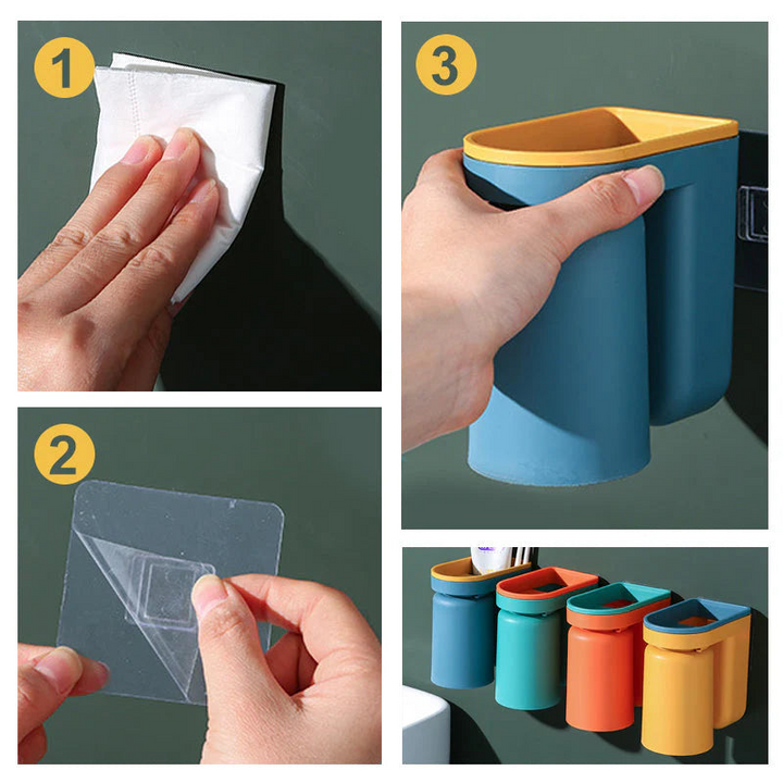 Adhesive toothbrush holder | Bowlift
