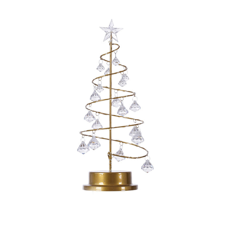 LED Crystal Tree Light with Metal Base, USB and Battery