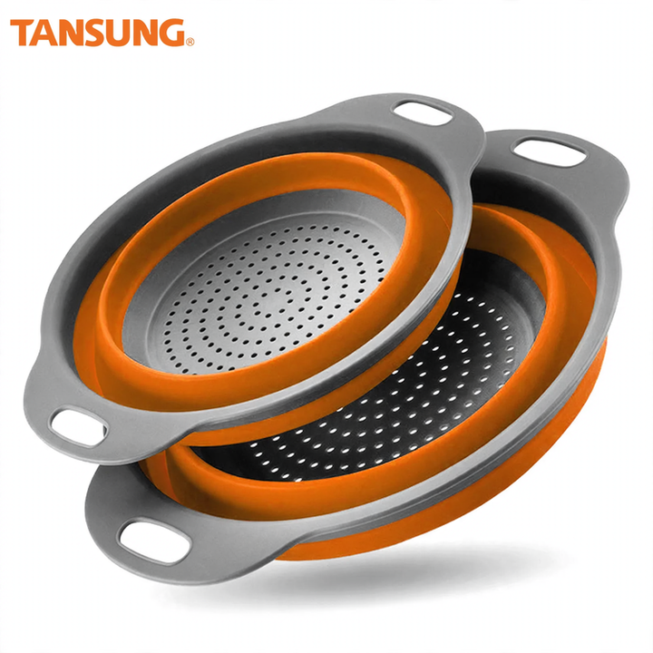 Folding vegetable bowl with strainer