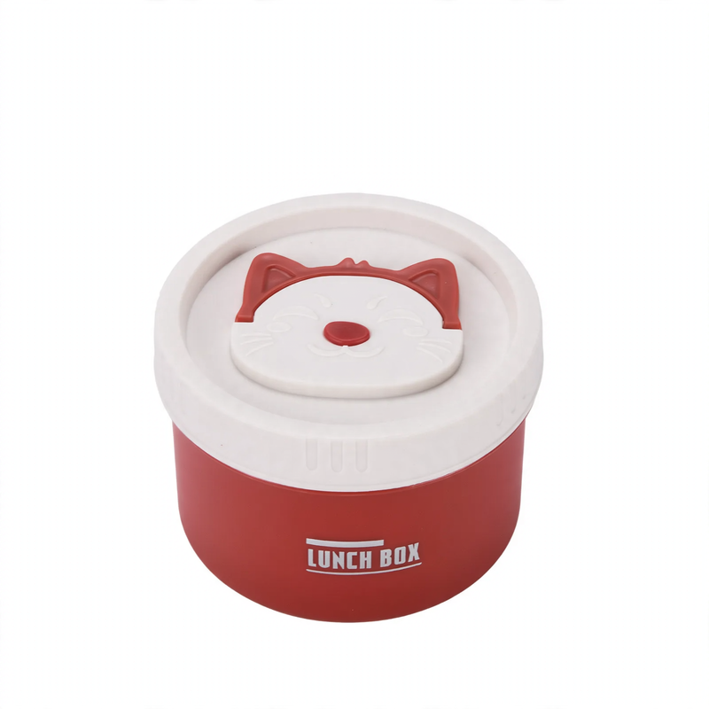 Stainless steel lunch box, round, 470–600 ml, with lid