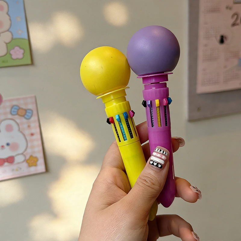 Multicolored ballpoint pen with macaron design