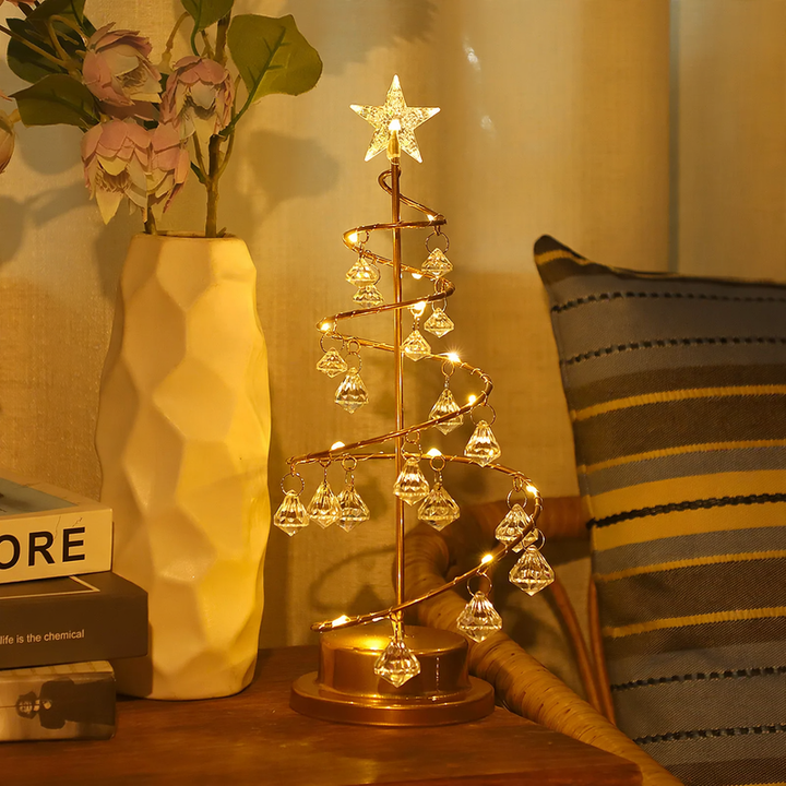 LED Crystal Tree Light with Metal Base, USB and Battery