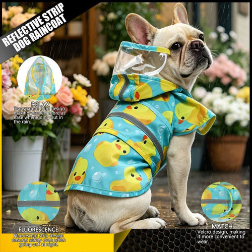 Dog rain jacket with reflectors, multiple designs