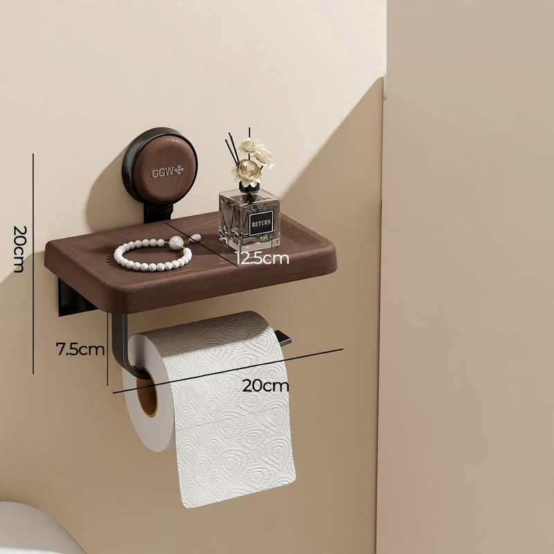 Wall-mounted paper holder with suction cup, plastic