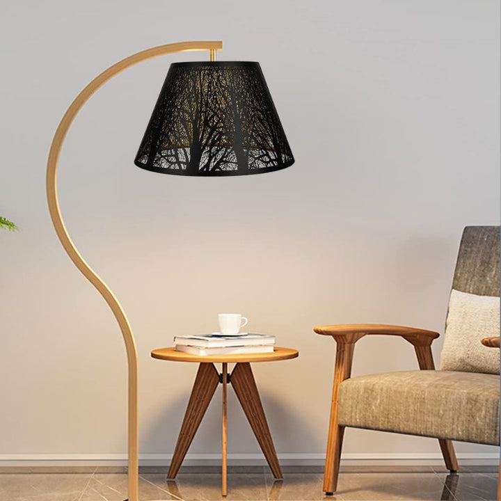 BowLift | Medium lampshade, barrel fabric lampshade for table lamp and floor lamp, 7x13x7.8 inches, natural ventilated linen, handmade, spider (white)