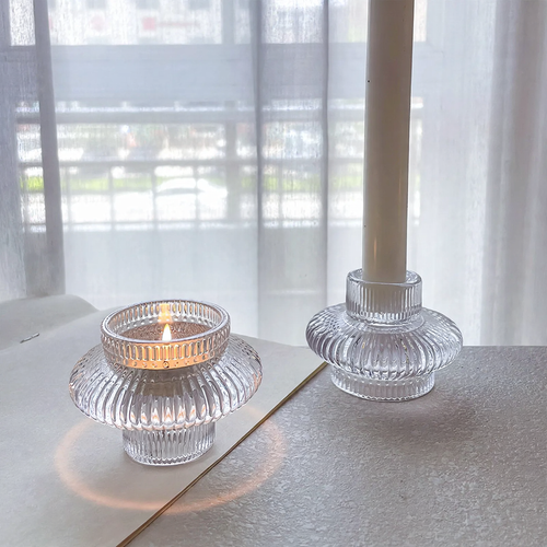 Crystal glass candle holder, European design, dual function