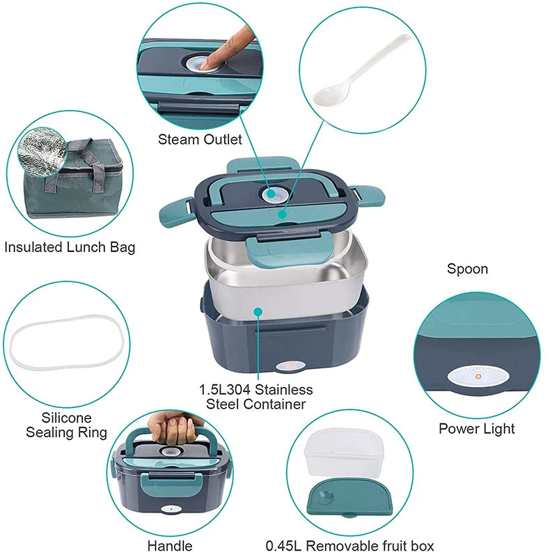 BowLift | WarmMee Electric Lunchbox – 1.5L Portable Food Warmer for Car & Home
