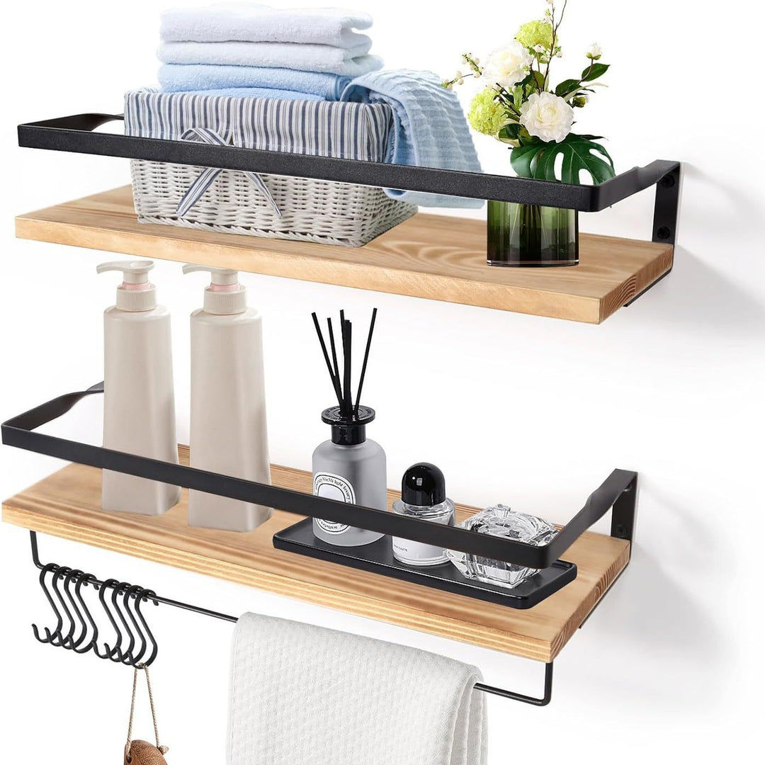 Wood wall shelf, modern design, multi-layered
