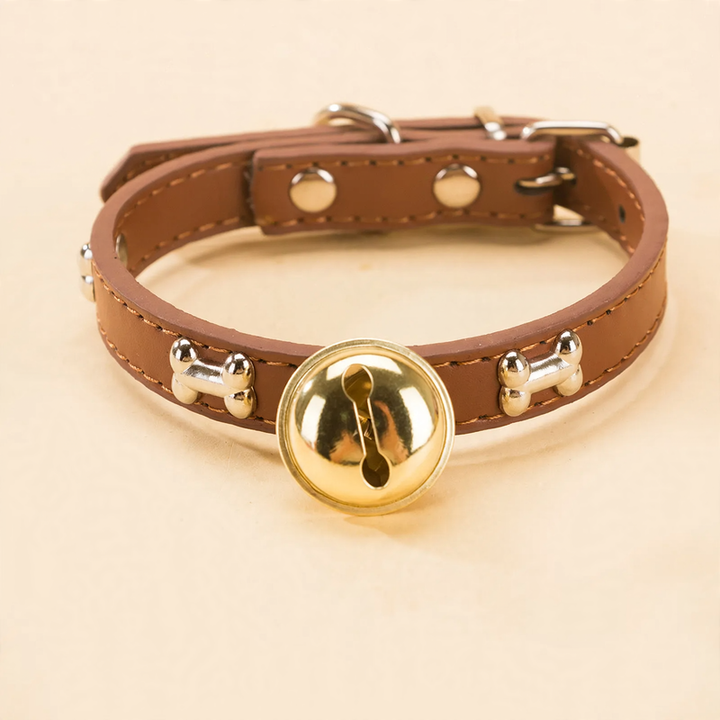 PU-Collar with paw, bone, and bell design