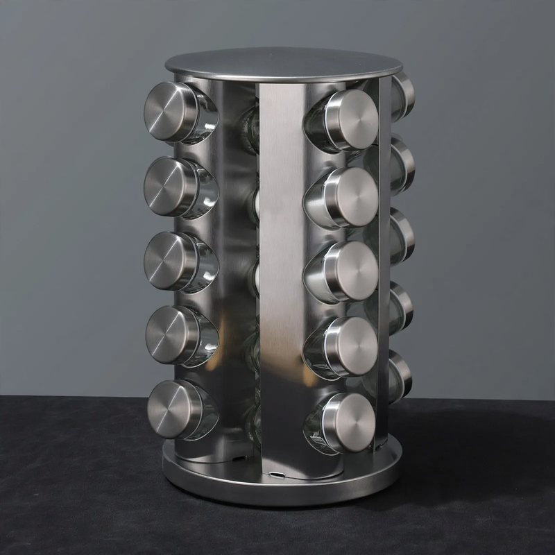 Rotating spice rack made of stainless steel