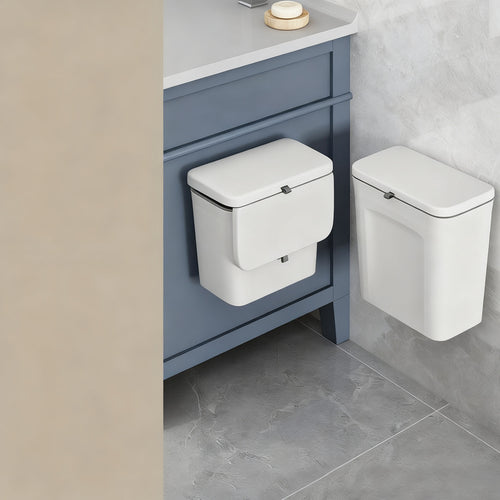 Wall-mounted waste bin with lid, hole-free