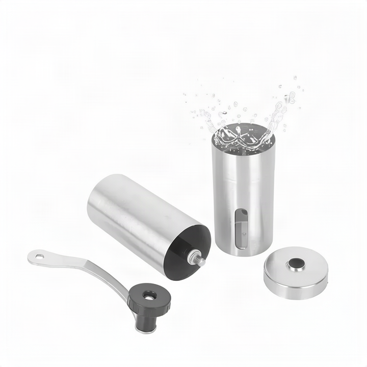 Manual coffee grinder with ceramic grinding mechanism, stainless steel