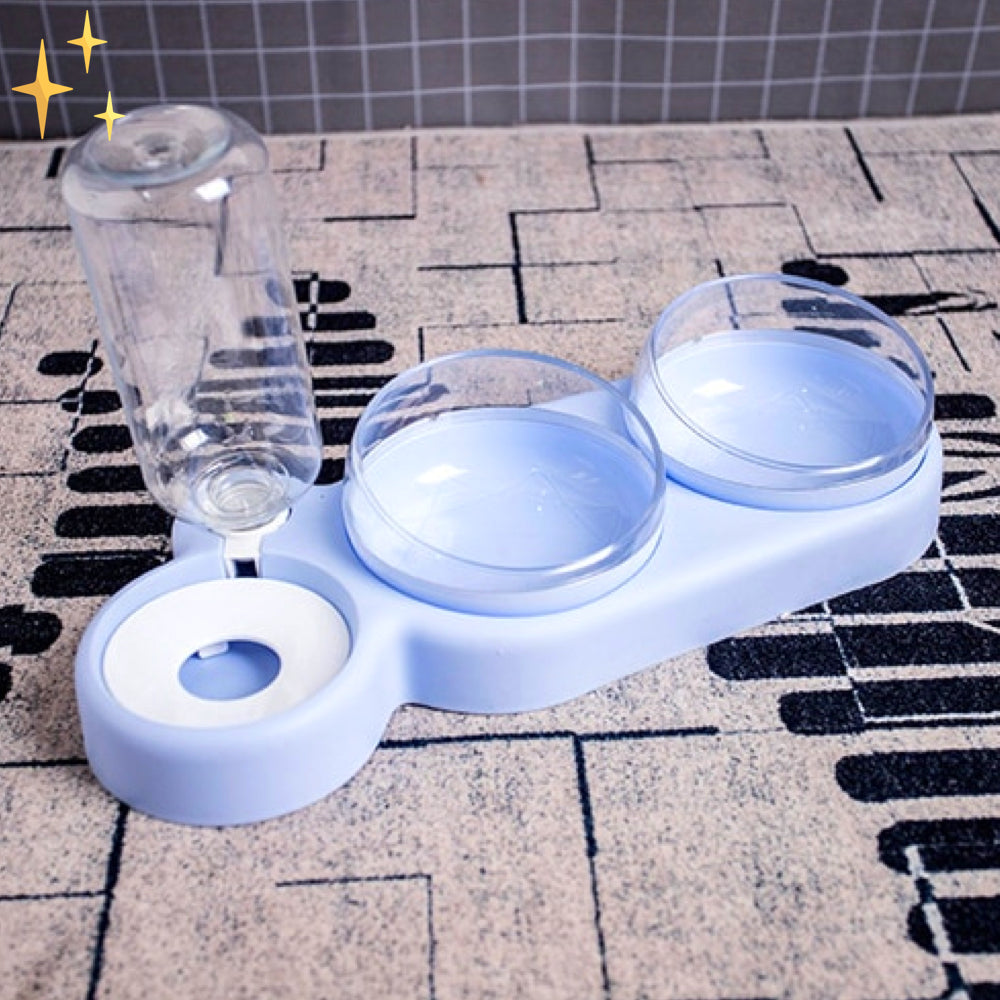 Dual Pet Bowl with Automatic Water Dispenser - HydraFeeder Bowlift