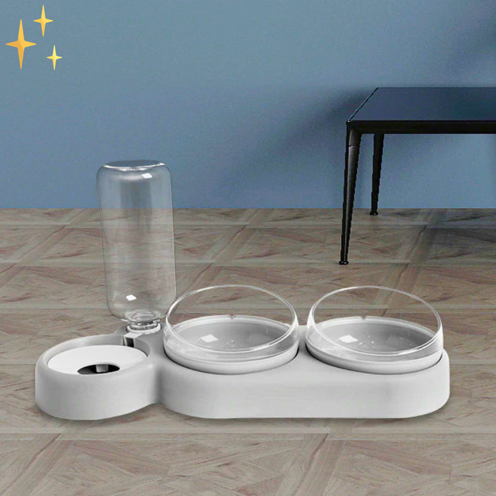 Dual Pet Bowl with Automatic Water Dispenser - HydraFeeder Bowlift