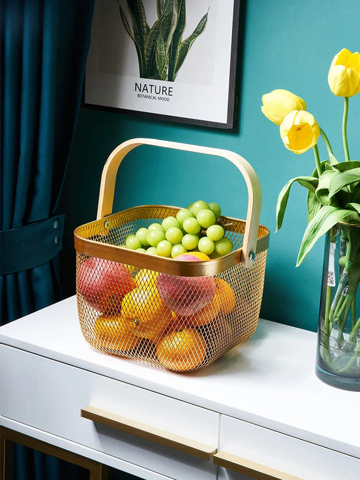 BowLift | Iron Art Fruit Basket with Bamboo Handle