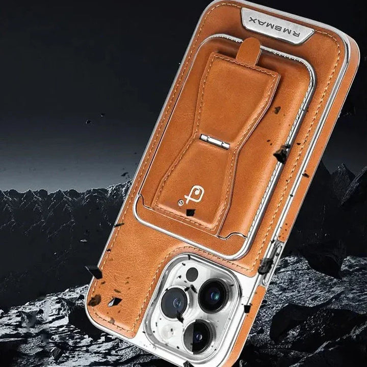 BowLift | Lux Hold Leather Wallet Stand iPhone Case