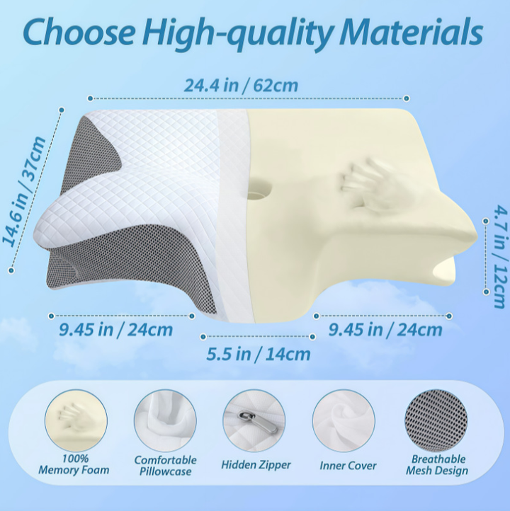 BowLift | Pillow for Sleep Apnea & Snoring Relief – Ergonomic Memory Foam Anti-Snore Pillow for Better Breathing & Deep Sleep Support