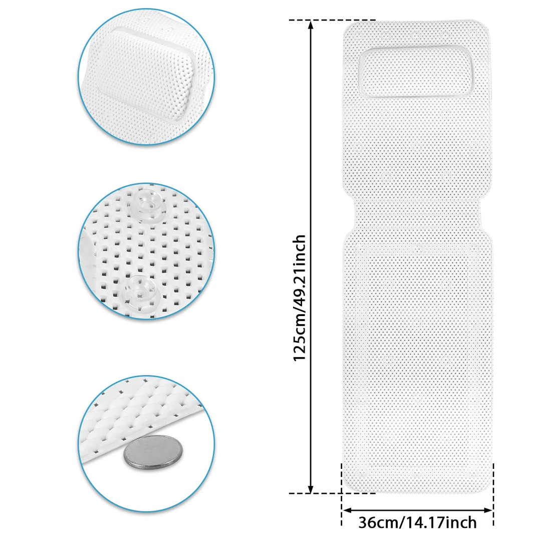 HydroComfort Non-Slip Bathtub Mat with Pillow Bowlift