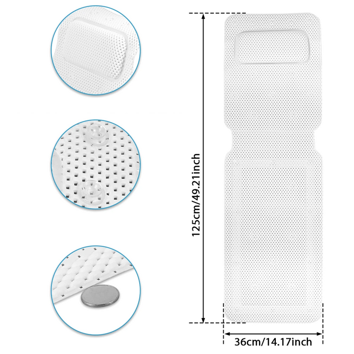 HydroComfort Non-Slip Bathtub Mat with Pillow Bowlift
