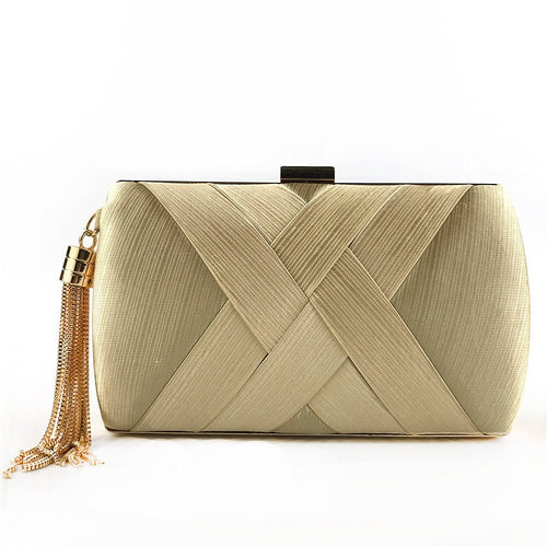BowLift | Éclessa Luxury Evening Clutch | Satin tassel handbag for classic and modern elegance