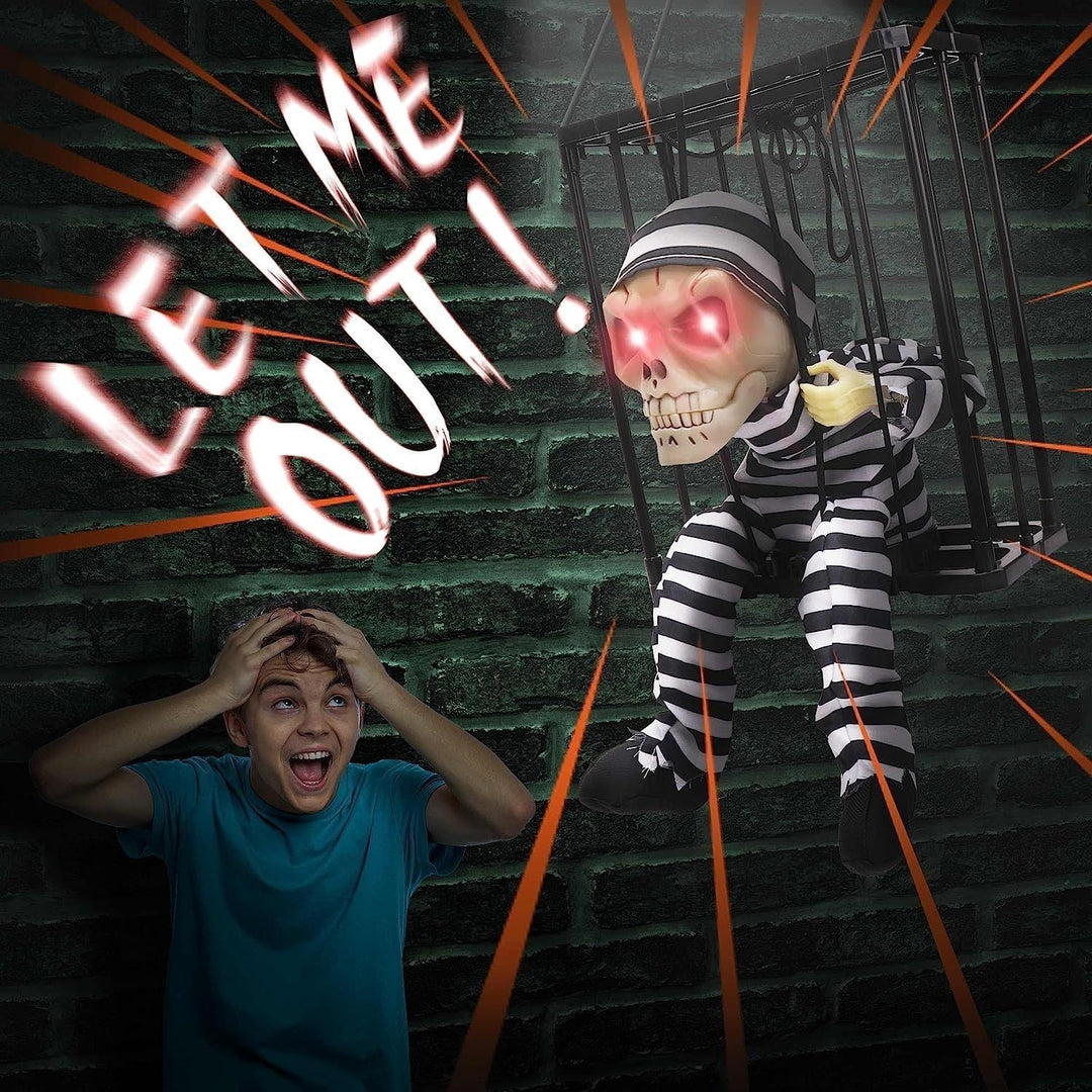 BowLift | TerrorBone Animated Screaming Skeleton – Hanging Halloween Prop with Motion Sensor