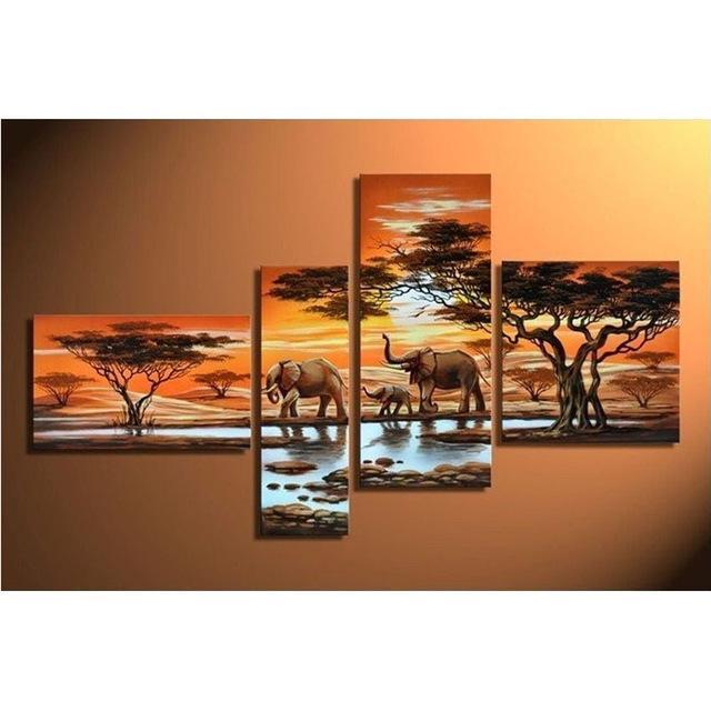4 Piece Elephants on Safari - GemPaint Kit | Bowlift