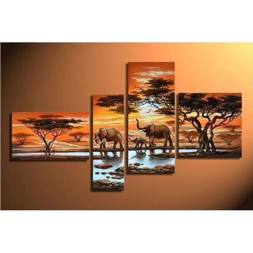 4 Piece Elephants on Safari - GemPaint Kit | Bowlift