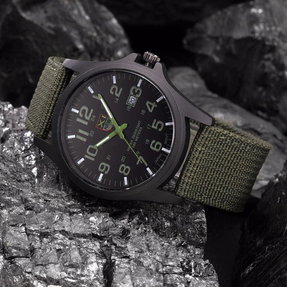 BowLift | Military Style Robust Watch with Illuminated Dial, Waterproof, Stopwatch and Date Display