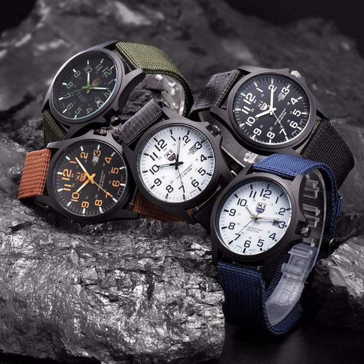 BowLift | Military Style Robust Watch with Illuminated Dial, Waterproof, Stopwatch and Date Display