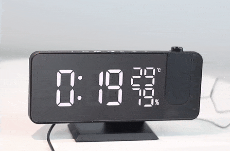 Innovative LED Projector Alarm Clock with USB Bowlift