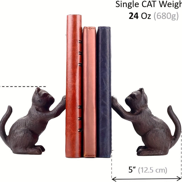 VintageCat - Rustic Cast Iron Bookends for Stylish Interiors Bowlift