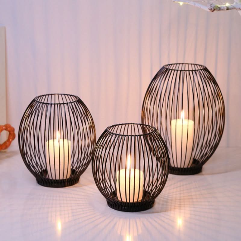 BowLift | Set of 3 Vintage Black Metal Lantern Candelabras