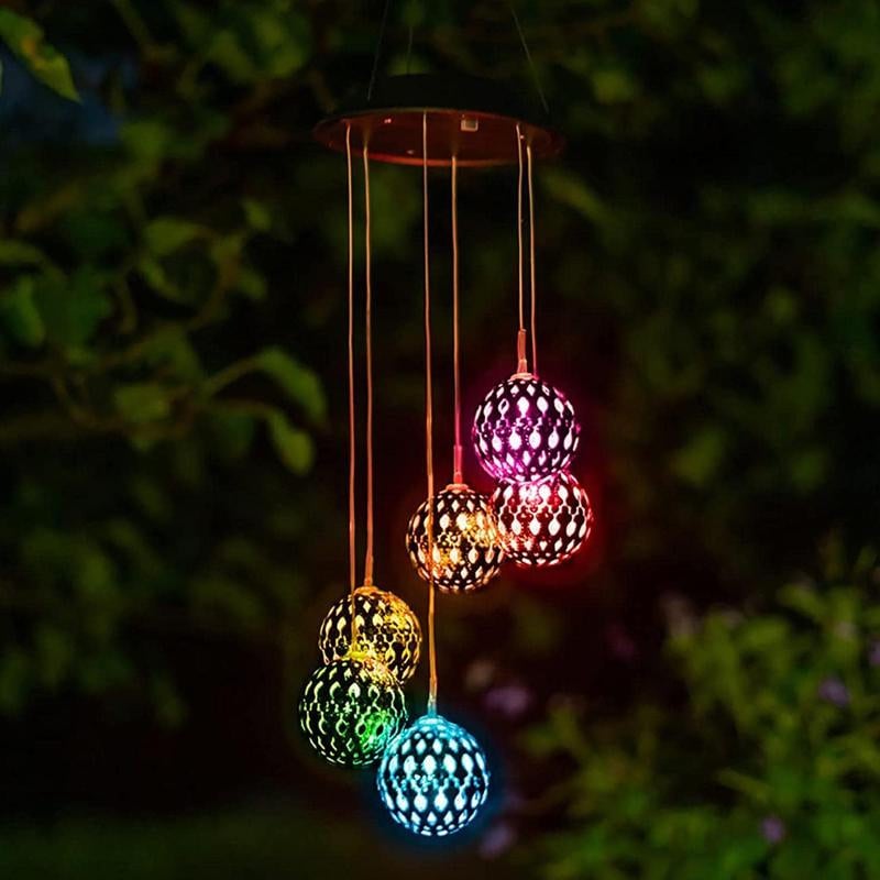 BowLift | Solar Metal Ball Wind Chime – Solar Powered LED Garden Decoration with Soothing Sounds
