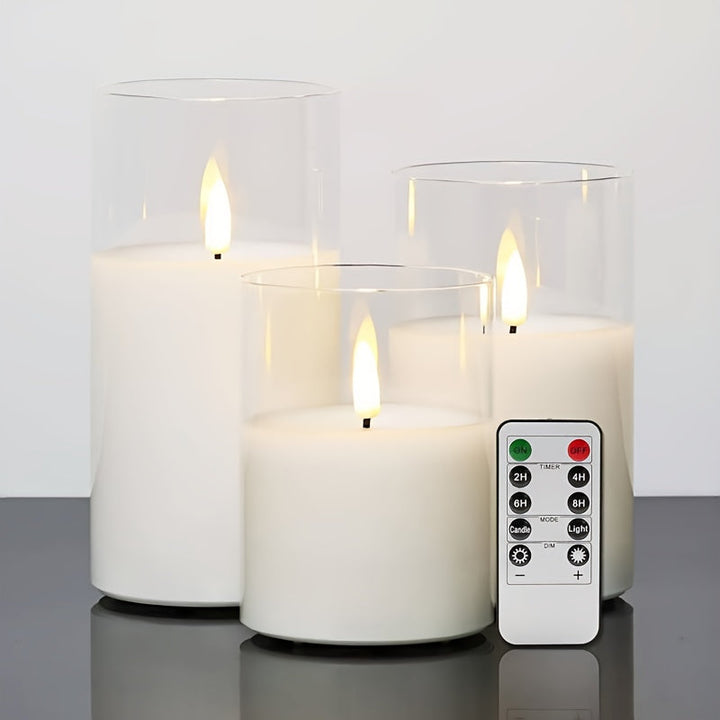 GlowLights – Set of 3 LED Candles with Remote Control Bowlift