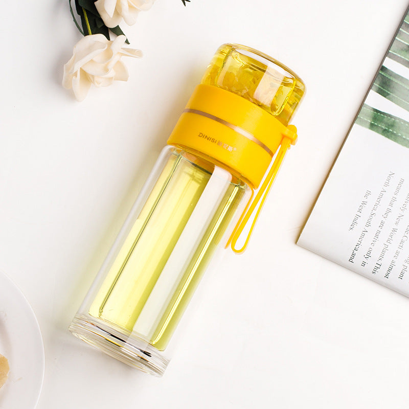 BowLift | Double-Walled Glass Water Bottle with Tea Filter - PureBrew