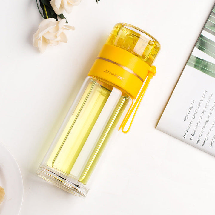 BowLift | Double-Walled Glass Water Bottle with Tea Filter - PureBrew