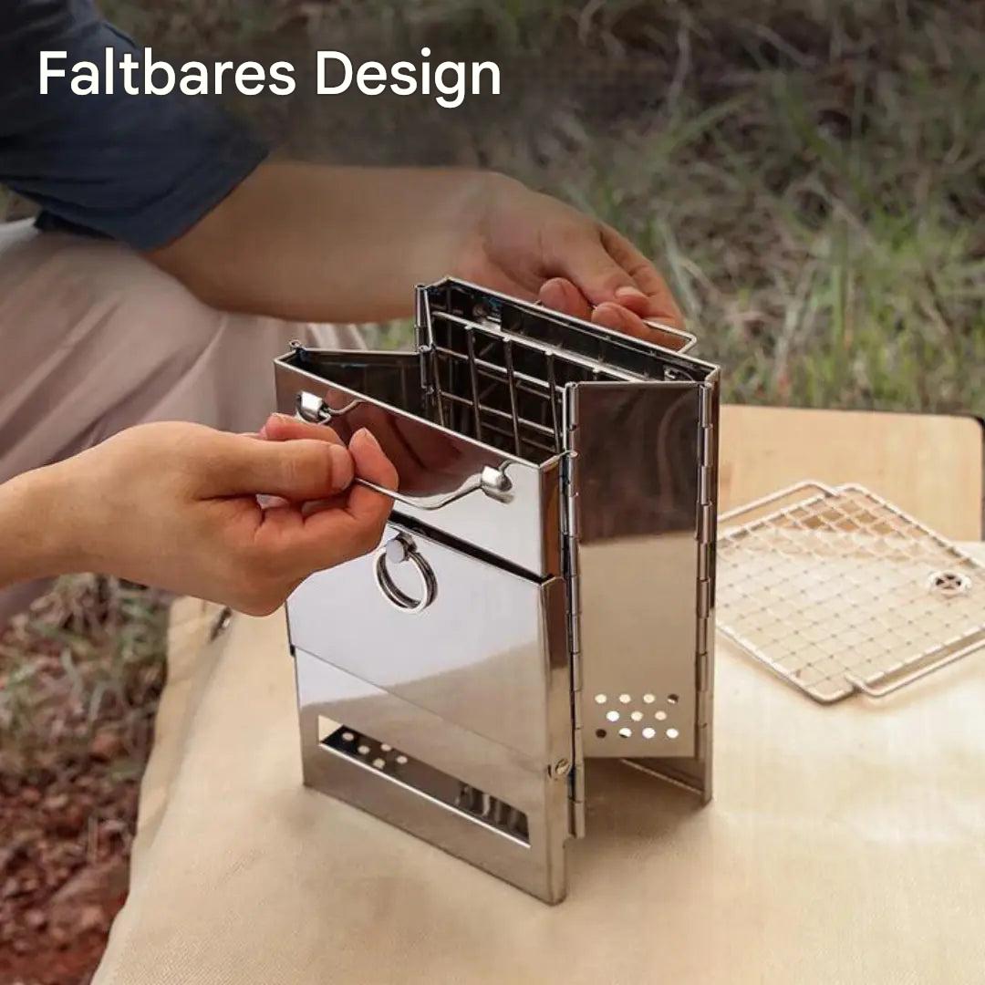 BowLift | FirePower Compact – Foldable Stainless Steel Wood Stove for Outdoor Activities