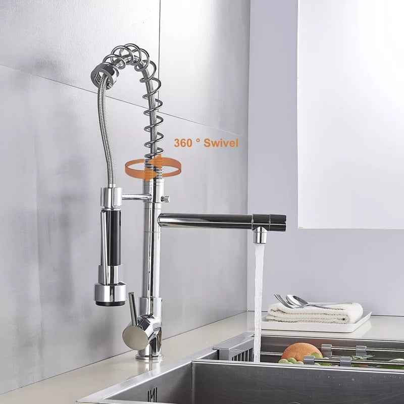 BowLift | Pull-Out Kitchen Faucet with 360° Rotating Spout and Dual Mode Sprayer