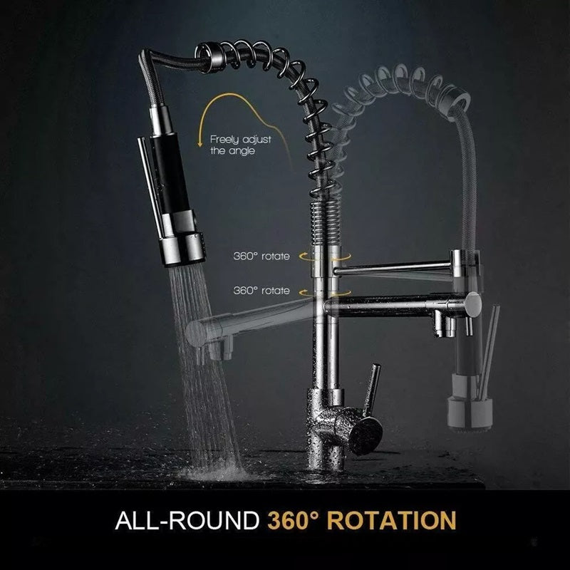 BowLift | Pull-Out Kitchen Faucet with 360° Rotating Spout and Dual Mode Sprayer