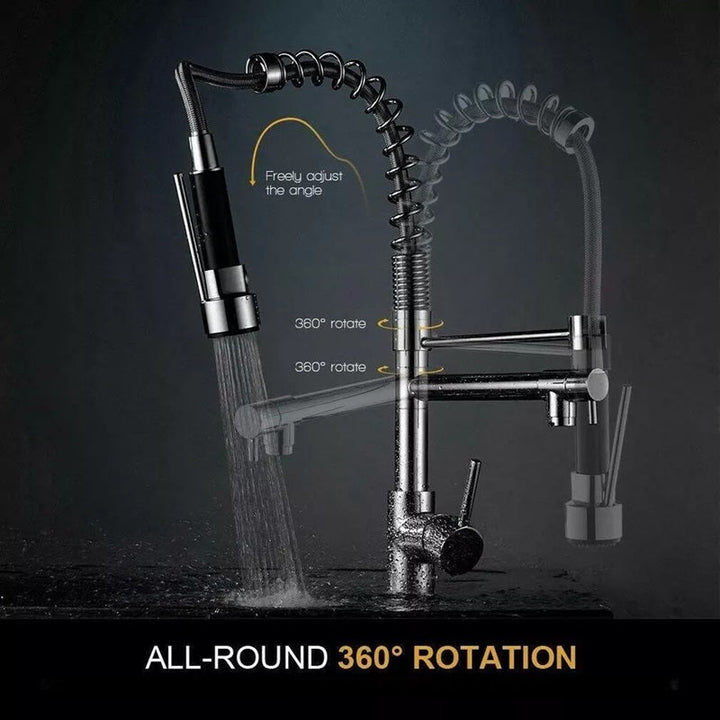 BowLift | Pull-Out Kitchen Faucet with 360° Rotating Spout and Dual Mode Sprayer