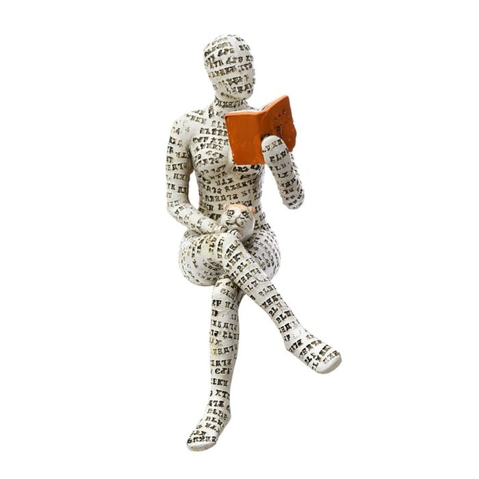 Resin Modern Reading Woman Statue Ornament in The Shape of a Scholar | Bowlift