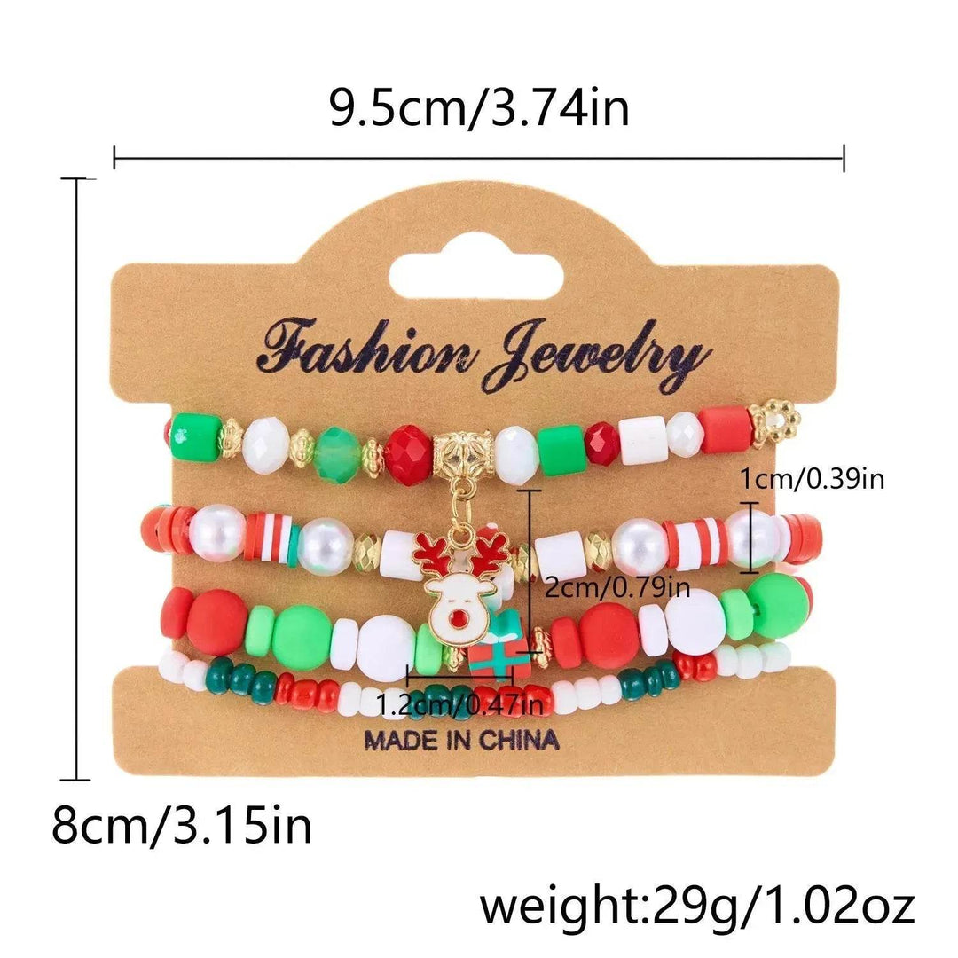 BowLift | 4pcs Christmas Snowman Handmade Beaded Bracelet set gift idea
